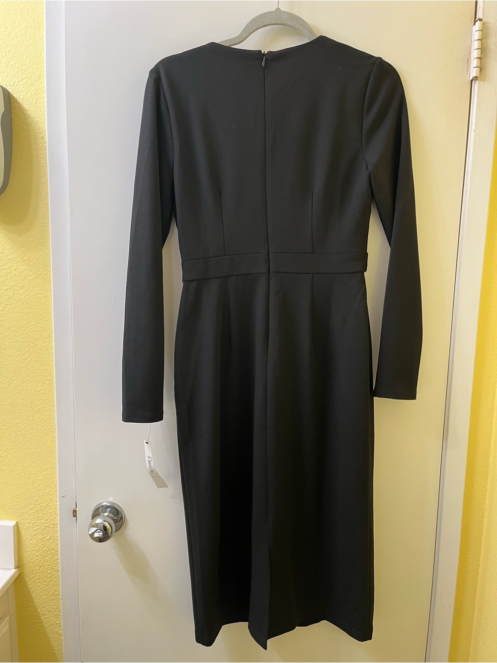 Maggy London Long Sleeve Black Belted Sheath Dress - Picture 2 of 8